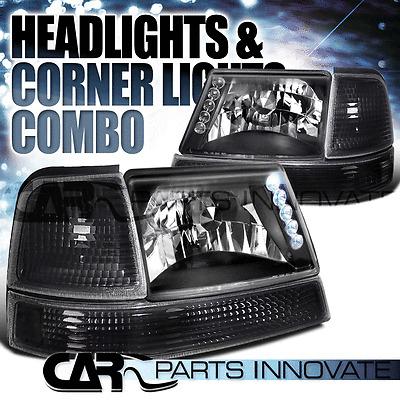Ford 98-00 ranger led drl headlights black+corner turn signal bumper lamp