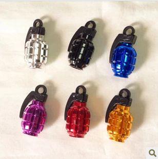 Metal (tire) tyre valve dust cap grenade car bike black red blue glod white 2pcs