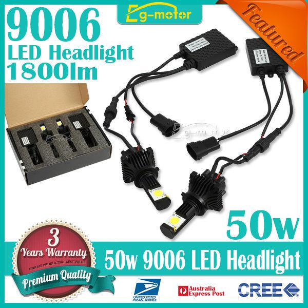 9006 1800lm 50w cree 1512 led car headlight light bulbs with driver 12v 24v x2