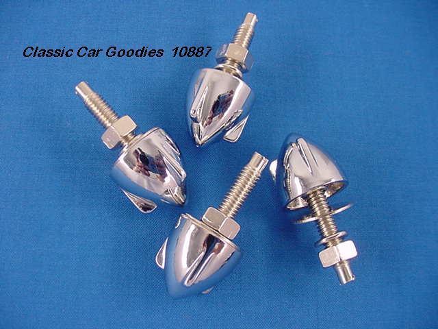 License plate bolts fasteners (4) bullets "chrome 3 wing"