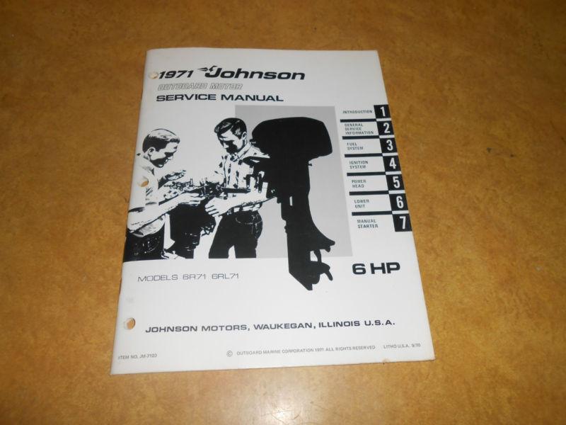 1971 6 hp johnson outboard factory repair & service manual evinrude 6hp 