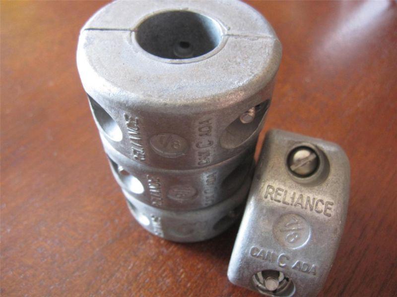 (4) new reliance 7/8" limited clearance zinc collars, mil-spec lc zinc anodes