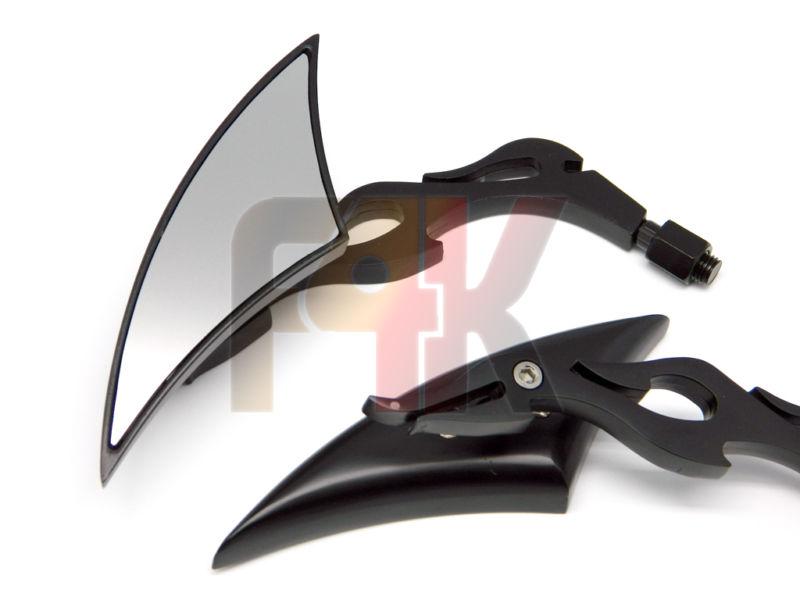 Black spear rearview side mirrors for harley softail sporster xl dyna glide 883