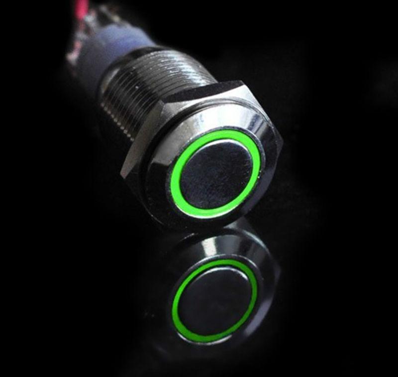 12v 16mm power momentary reset toggle switch green push button metal switch