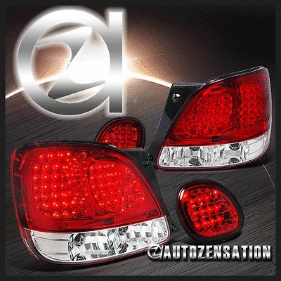 Lexus 98-05 gs300 400 430 red clear led rear tail lights+trunk lamps 4pc