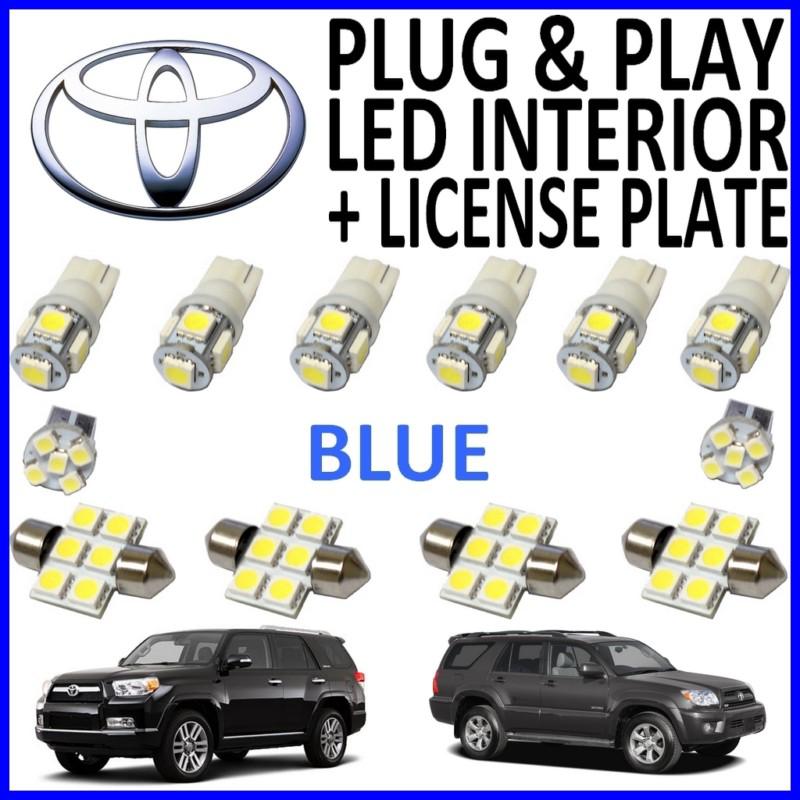 12 piece super blue led interior package kit + license plate tag lights t41b