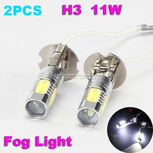 2pcs h3 cree +cob led 11w 399lm 12v driving car fog light drl white bulbs lamp