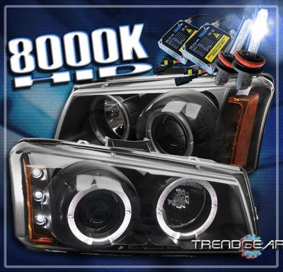 03-06 chevy silverado pickup halo led projector headlights+8000k hid black 04 05