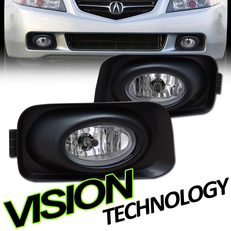 Pair 03-05 tsx cl9 jdm clear lens fog lights lamps+switch+bulbs+wire left+right