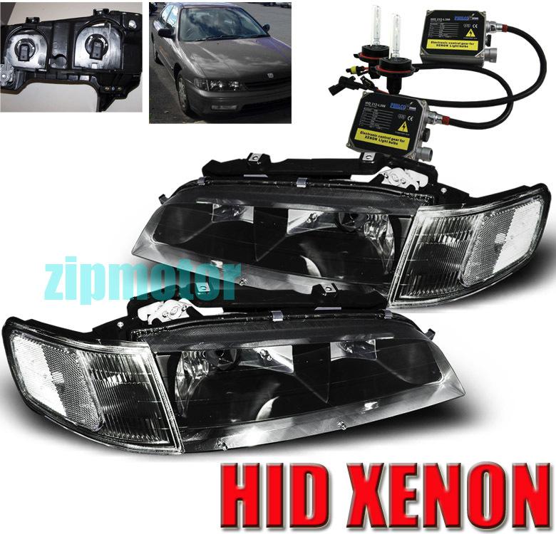 1994-1997 honda accord crystal headlight+hid 6k lamp black 1995 1996 dx ex lx se