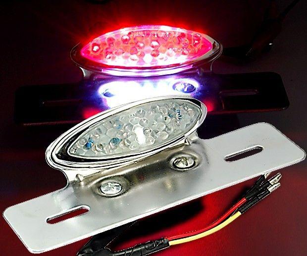 Chrome 17 led motorcycle quad atv brake running license plate rear tail light