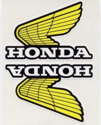 Honda wing vinyl decal sticker yellow laminated pair