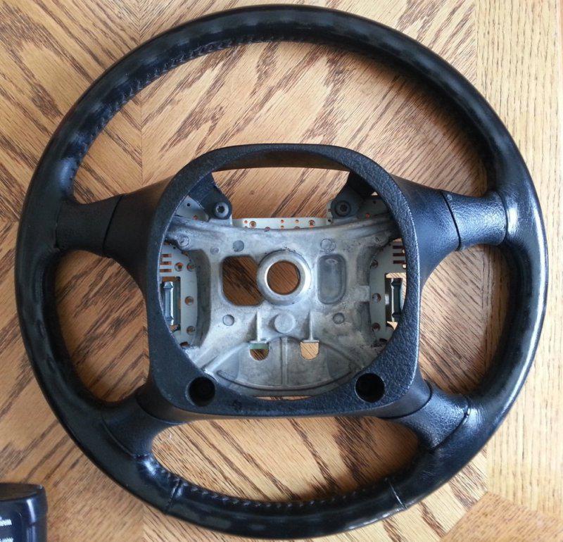 Oem 96-97 ford thunderbird t-bird leather wrapped steering wheel black