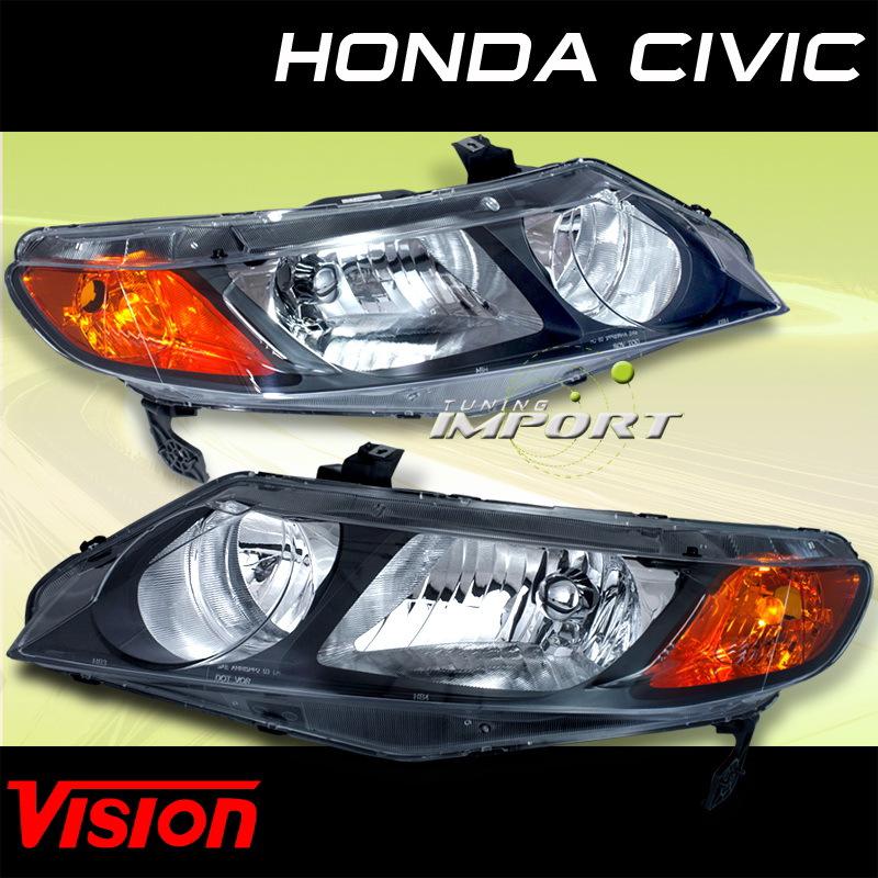 Honda 06-11 civic 4-door sedan pair lh+rh headlights lamp replacement left+right