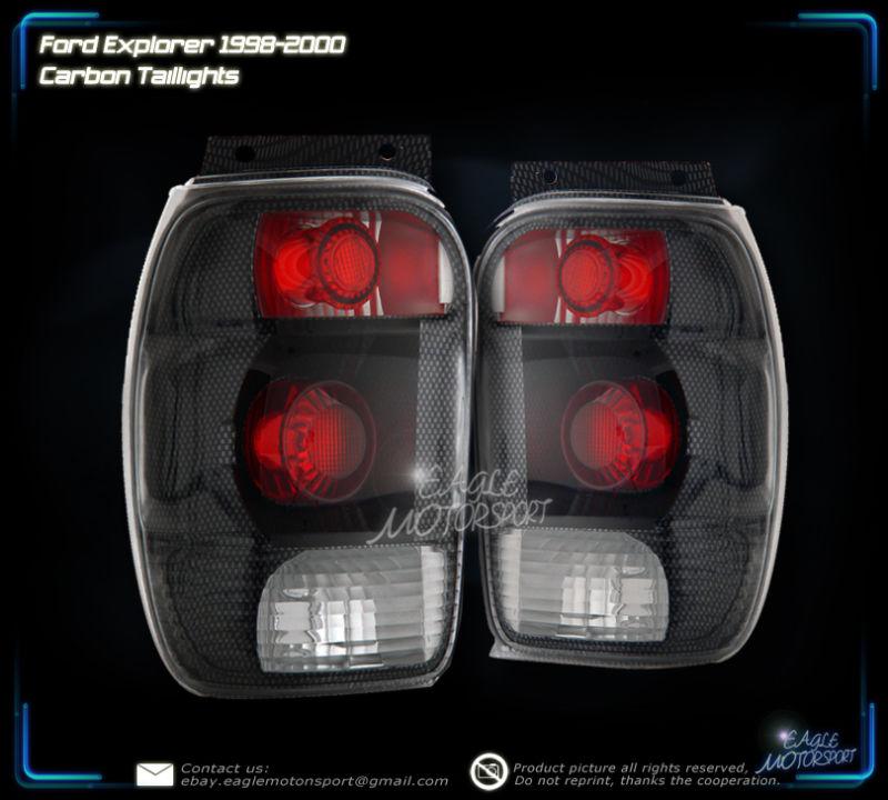 1998-2001 ford explorer 4d 4dr sedan carbon fiber tail lights lh rh rear lamps