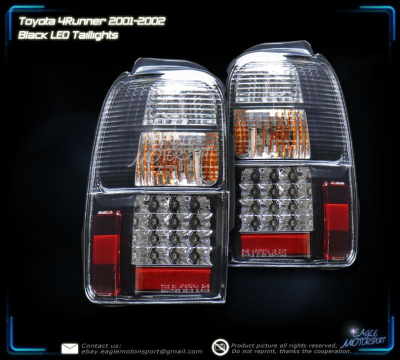 2001-2002 toyota 4runner black blk led tail lights left right rear lamps