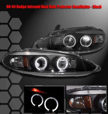 1998-2004 dodge intrepid halo projector headlight black 1999 2000 2001 2002 2003