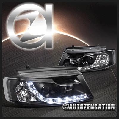 97-00 volkswagen passat black r8 style led drl projector headlights