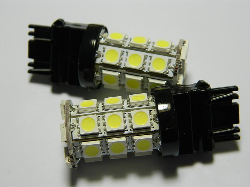 2pcs 3157 3156 t25 27-smd 5050 led backup reverse light bulb xenon white #mw03