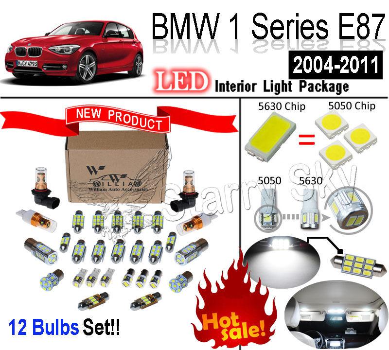 12 pcs super white 5630 led interior light kit for bmw 1 series e87 2004-2011