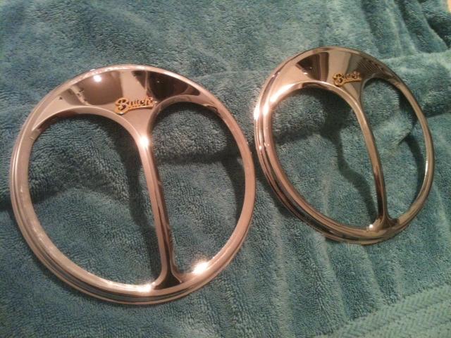 Pair of buick automobiles headlight parts vintage shieldsrare