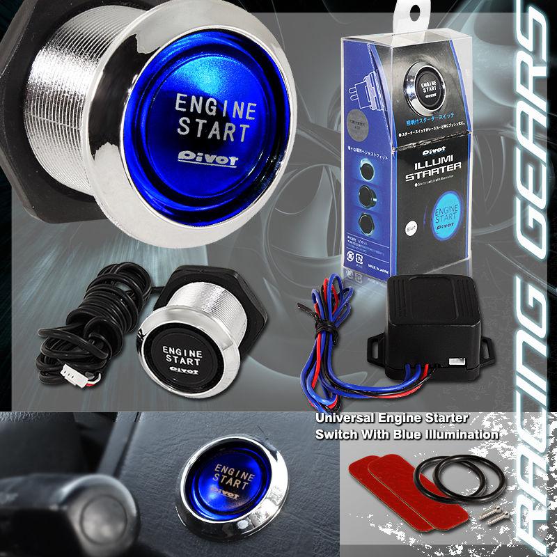 Universal 22mm blue led illumination engine ignition push start button starter