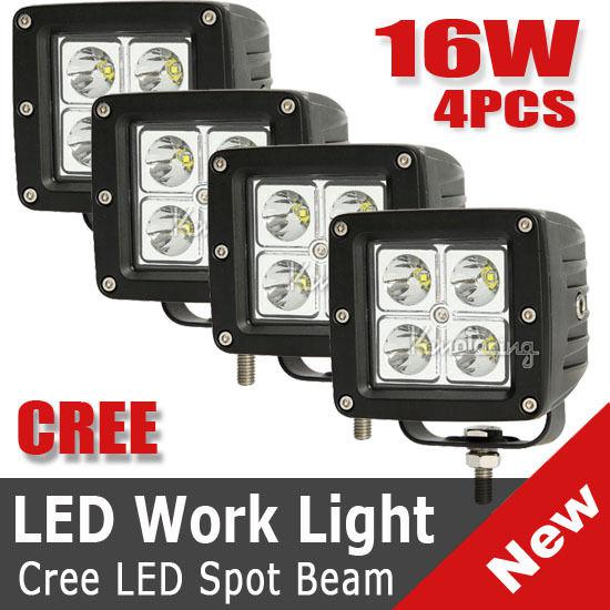 4x 16w spot led work light offroad lamp car atv boat jeep truck suv 4wd 4x4 atv