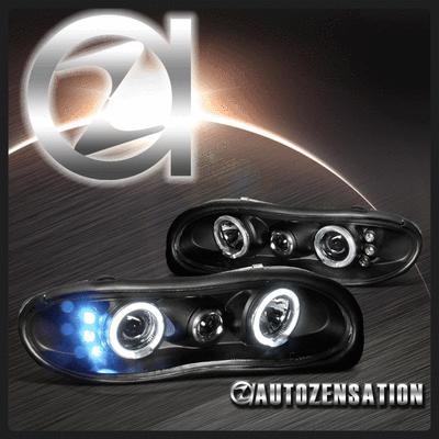 98-02 chevy camaro black halo projector led drl headlights