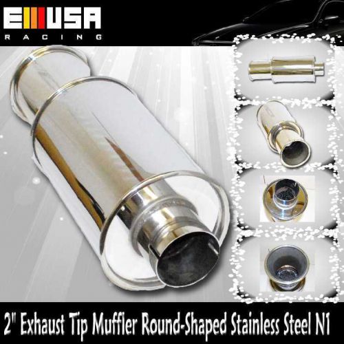 2 &#034; exhaust tip muffler round-shaped stainless steel n1 unviersal mazda toyota