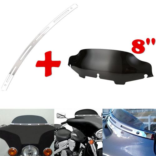 Slotted stock batwing trim + 8&#034; black windshield harley touring electra glide