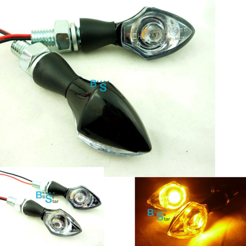 Black universal motorcycle mini indicator led turn signals blinker amber