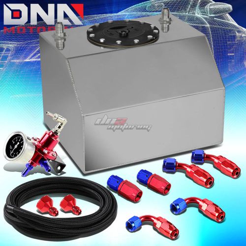 4 gallon polished aluminum fuel oil tank+cap+line kit+pressure regulator red