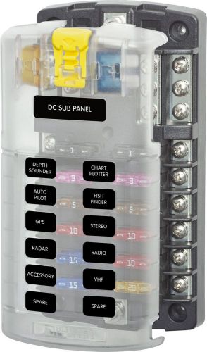 Blue sea systems st blade fuse block - 12 circuits with negative bus &amp; cover