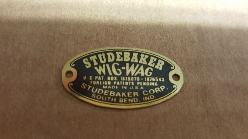 Studebaker wig-wag acid etched brass data plate oval