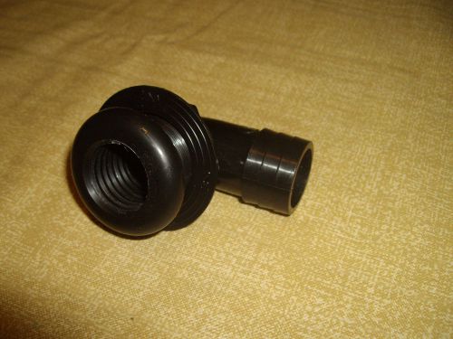 Th marine thru hull fitting 90 degree black plastic 1 1/8&#034; bilge hose barb