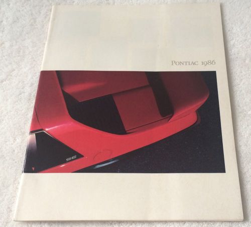 1986 brochure pontiac full line original car dealer sales technical spec options