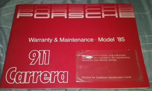 1985 porsche 911 carrera warranty and maintenance manual