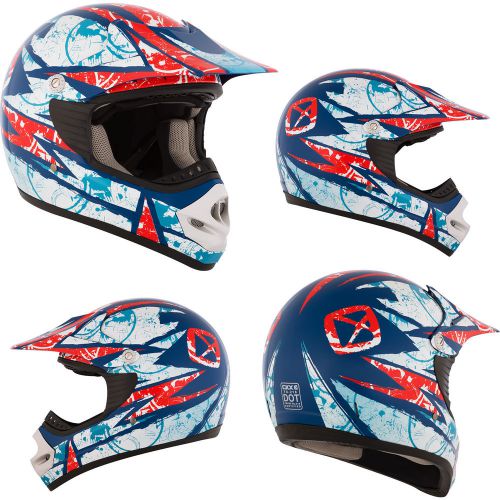 Mx helmet ckx tx-218 flaky blue youth junior large motocross off road dirt bike