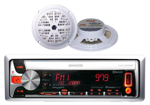 Kmr-d562bt kenwood boat car cd/mp3 usb am/fm radio 2x-100w 5.25&#034; white speakers