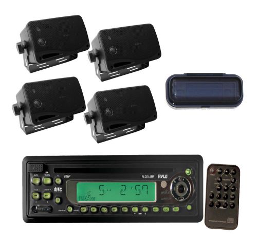 New boat cd/mp3/wma radio player, 4 box 3.5&#039;&#039; 200w speakers, cover, remote