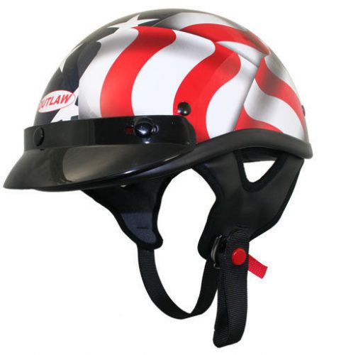 Dot outlaw black 3d american flag half motorcycle helmet