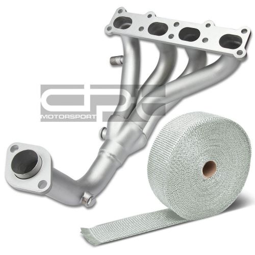 Fits 01-03 mazda protege stainless ceramic exhaust header+gasket+white heat wrap