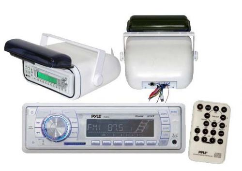 200watt marine boat mp3 wma sd usb aux am fm radio + plmrcw3 housing cover pkg