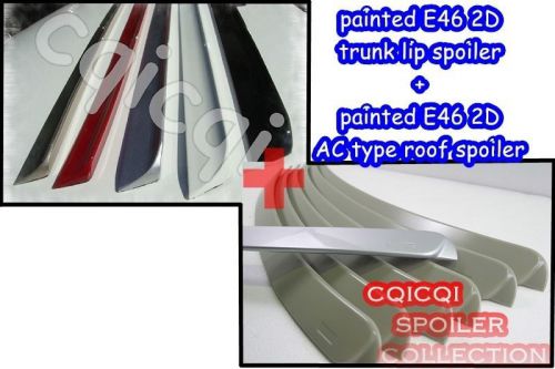 Painted combo roof &amp; trunk lip spoiler for bmw e46 2d color-668 (jet black)◎