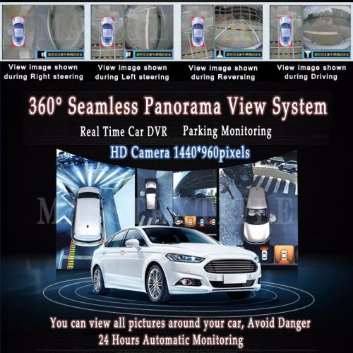 Car seamless 360° panoramic birdview camera system rear front back side view dvr