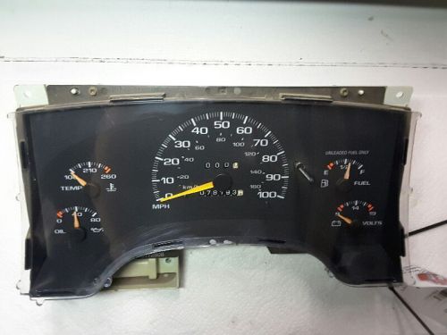 95 96 97 s10 pickup speedometer 4-134 2.2l at w/o tach w/floor shift cluster