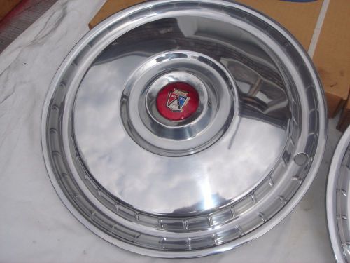 1955-1956 ford nos full face stainless steel hub-caps, set of 4 ea.