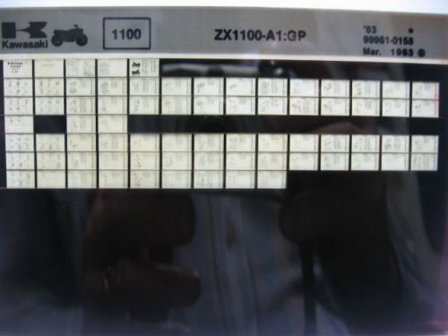 Kawasaki zx1100 gp 1983 parts list microfiche nos k475