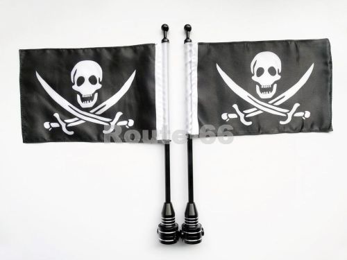 2 cnc rear side mount luggage rack  black flag pole pirate for harley motorcycle