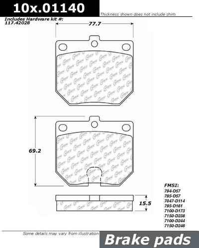 Centric 105.01140 brake pad or shoe, front